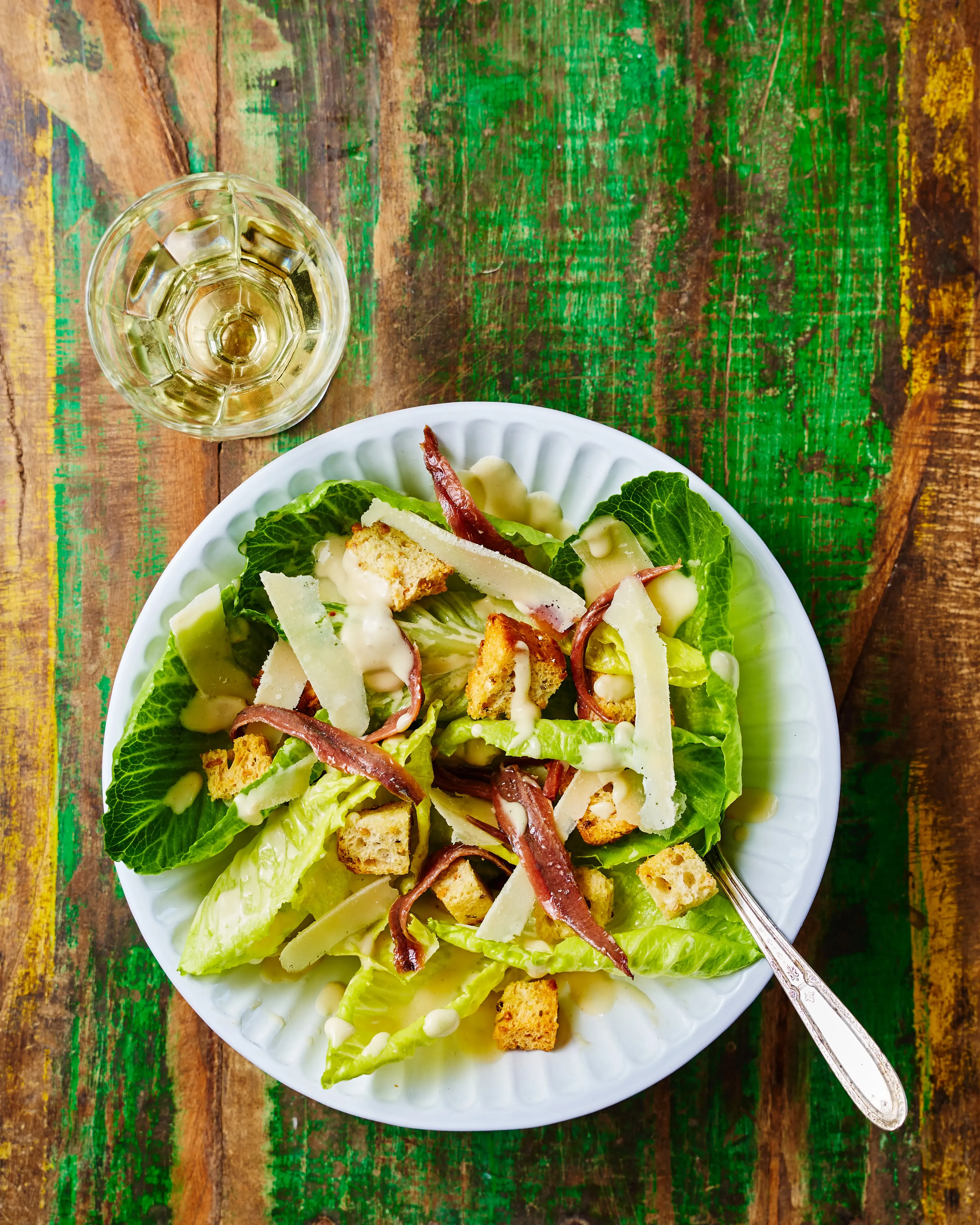 Caesar salad with anchovies