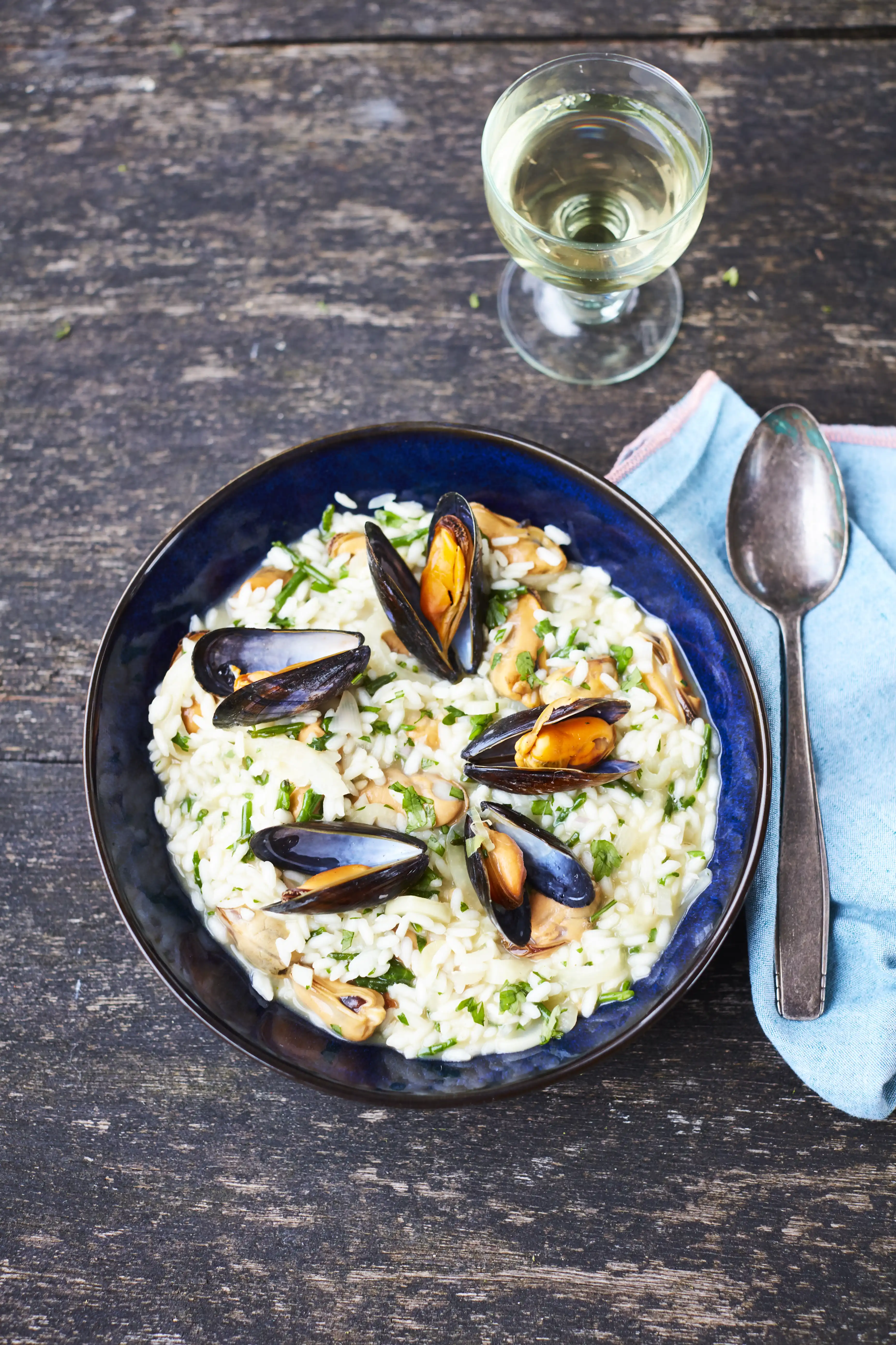 Muscles Risotto Risotto with mussels, fennel, and samphire.