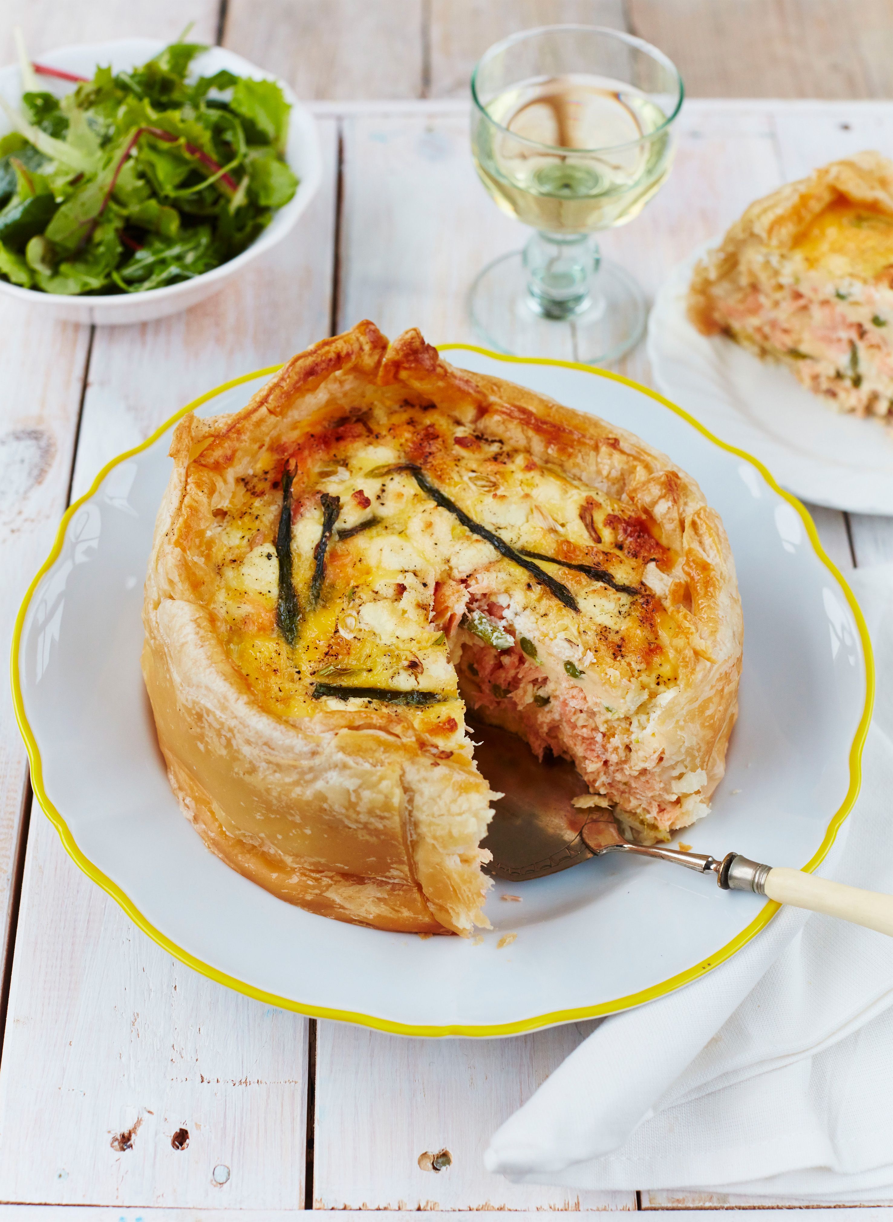 Salmon & goat's cheese quiche